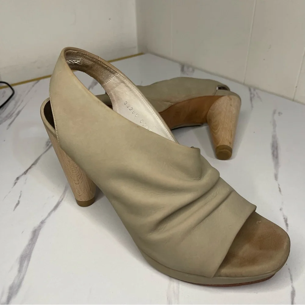 COCLICO LARKSPUR Ruched Leather Open Toe Sandal MADE IN SPAIN  EU Sz 37.5/US 7.5